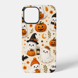Schattig Geest & Pompoen Halloween Patroon iPhone 12 Hoesje