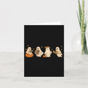 Schattig Geesten Boekenclub Lezen Halloween Spoken Kaart
