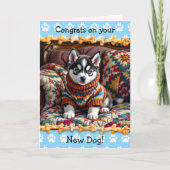 Schattig gefeliciteerd met je Husky puppy hond  Kaart (Voorkant)