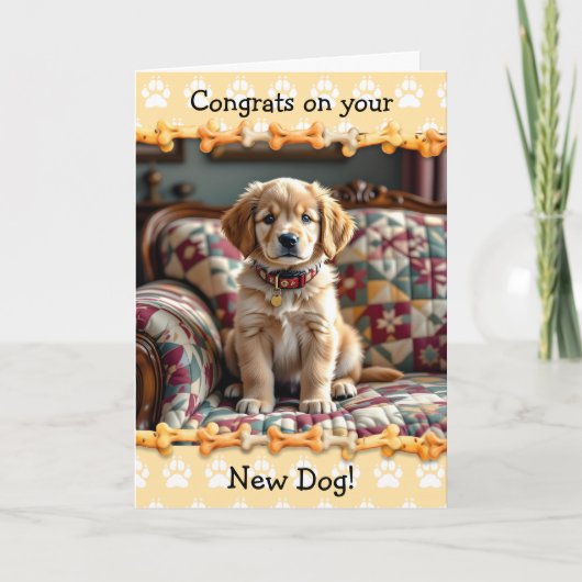 Schattig gefeliciteerd met je nieuwe Golden Retrie Kaart (Voorkant)