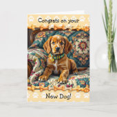 Schattig gefeliciteerd met je nieuwe Ierse Setter  Kaart (Voorkant)