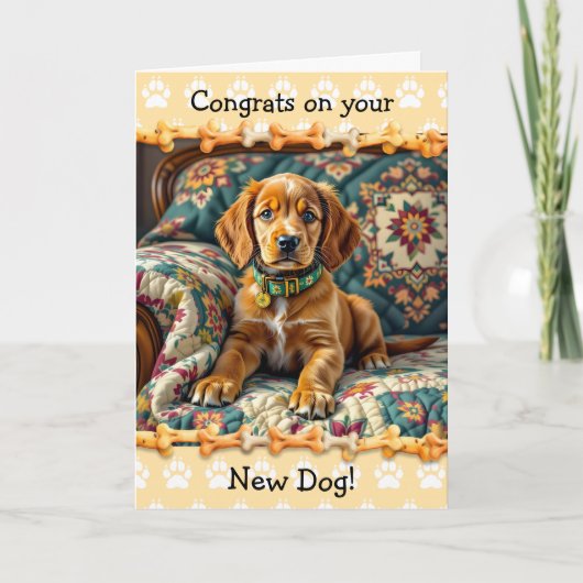 Schattig gefeliciteerd met je nieuwe Ierse Setter  Kaart (Voorkant)