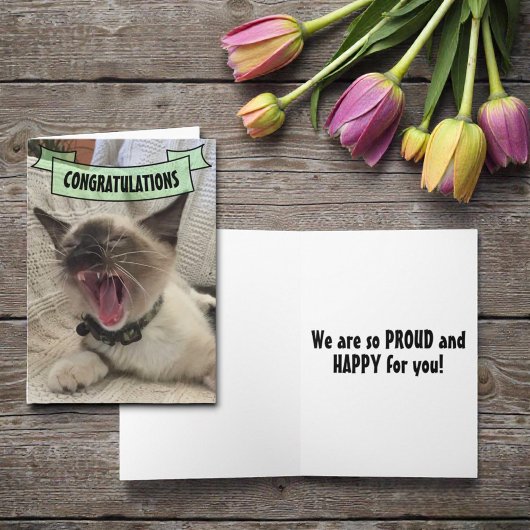 Schattig gefeliciteerd schreeuwende Siamese kitten Kaart