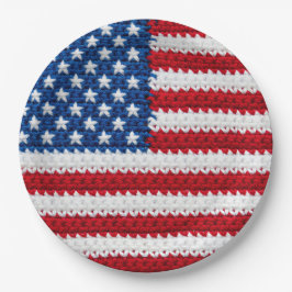 Schattig Gehaakt Amerikaanse Vlag Rood Wit Blauw 4 Papieren Bordje