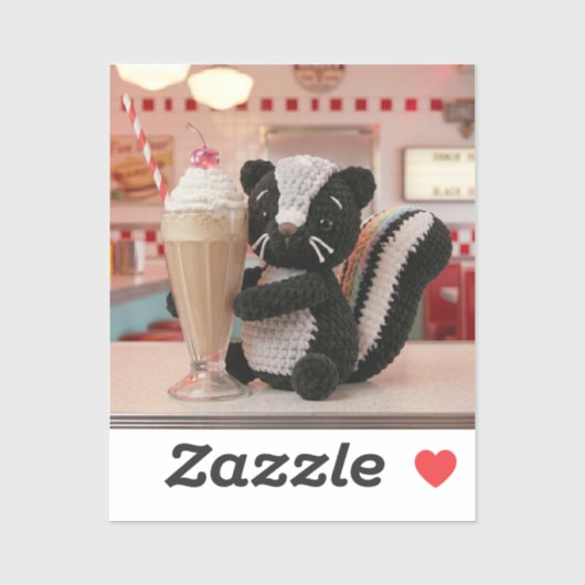 Schattig Gehaakt Stinkdier bij Retro Diner Sticker (Vel)