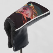 Schattig gehoornde cyber demon meisje golfheadcover (3/4 voorkant)