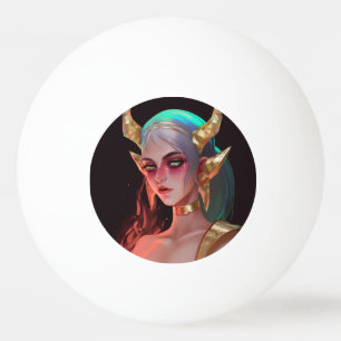 Schattig gehoornde cyber demon meisje pingpongbal