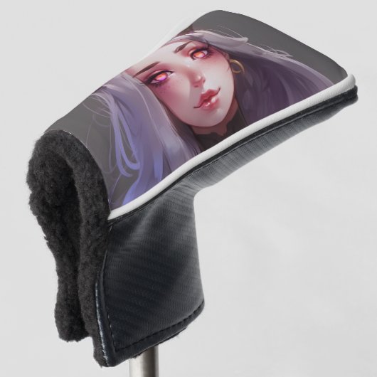 Schattig gehoornde krijger anime meisje golfheadcover (3/4 voorkant)