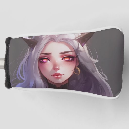 Schattig gehoornde krijger anime meisje golfheadcover (Voorkant)