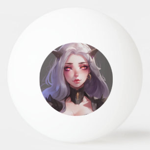 Schattig gehoornde krijger anime meisje pingpongbal