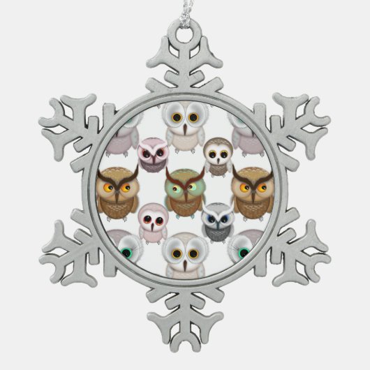 Schattig geïllustreerd gebruikerspatroon tin sneeuwvlok ornament (Voorkant)