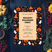 Schattig geïllustreerde halloween tekens op zwart kaart