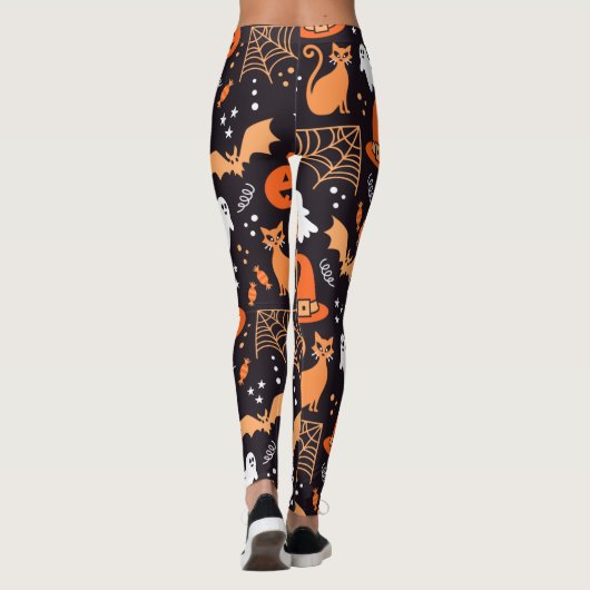 Schattig geïllustreerde halloween tekens op zwart  leggings (Achterkant)