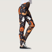 Schattig geïllustreerde halloween tekens op zwart  leggings (Rechts)