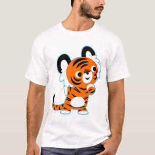 Schattig geïnteresseerde cartoon tijger T-shirt
