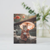 Schattig Geisha Kitten Briefkaart (Staand voorkant)