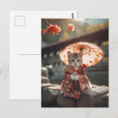 Schattig Geisha Kitten Briefkaart (Voorkant / Achterkant)