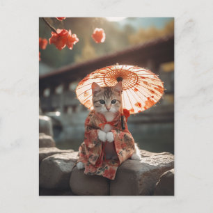 Schattig Geisha Kitten Briefkaart