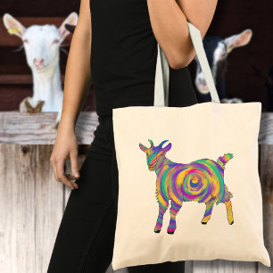 Schattig geit Kleurrijke boerderijdier kunst Tote Bag