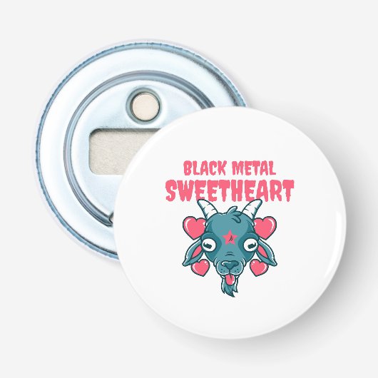 schattig geitenkop baphomet button flesopener (Voorkant)