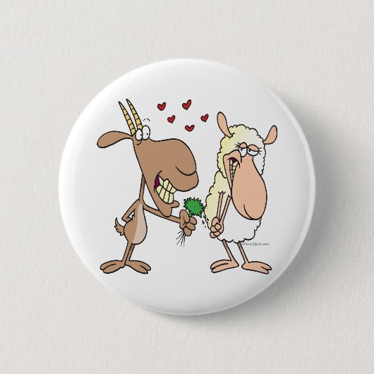 schattig geitenschaap houdt van cartoon ronde button 5,7 cm (Voorkant)