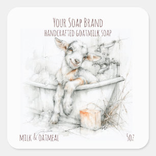Schattig geitje in bad Geitenmelk zeep Vierkante Sticker