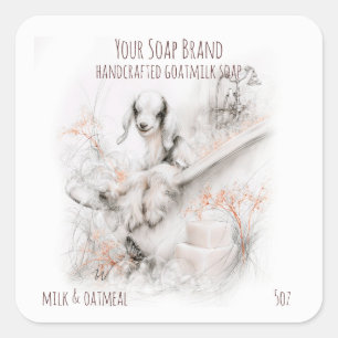 Schattig Geitje in een Bad Handgemaakte Geitenmelk Vierkante Sticker