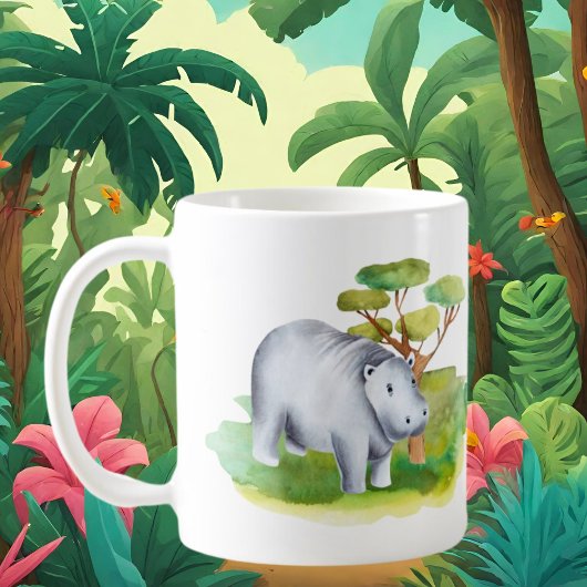 schattig gek hippo dame tekst toevoegen koffiemok