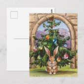Schattig Gekke kerstkonijn onder de boom Briefkaart (Voorkant / Achterkant)
