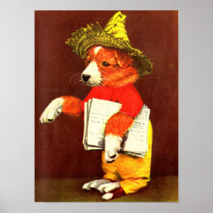 schattig geklede puppy paperboy poster