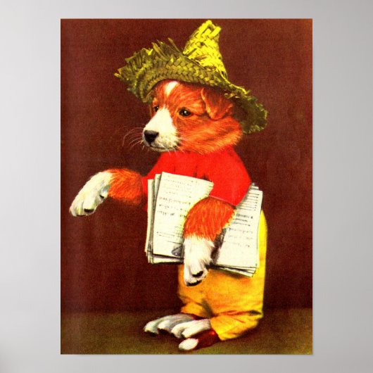 schattig geklede puppy paperboy poster (Voorkant)