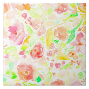 Schattig gekleurd aquarel bloempatroon tegeltje