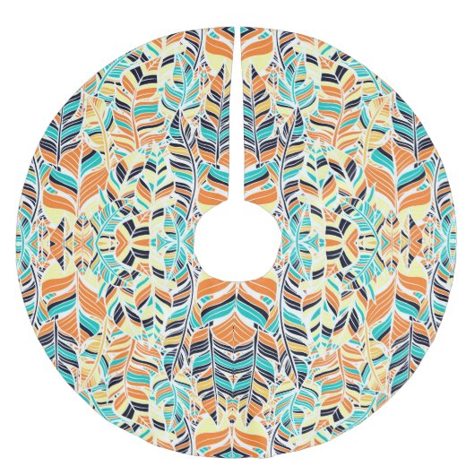 Schattig gekleurd boho bladerenpatroon kerstboom rok (Voorkant)