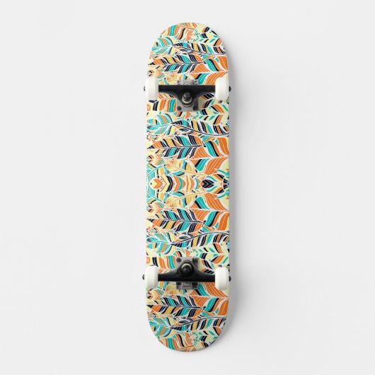 Schattig gekleurd boho-bladerenpatroon persoonlijk skateboard (Voorkant)