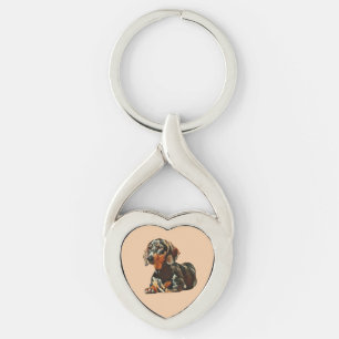 Schattig gekleurd Dachshund Sleutelhanger