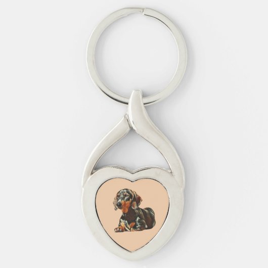 Schattig gekleurd Dachshund Sleutelhanger (Voorkant)
