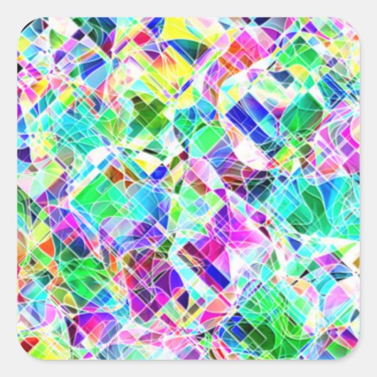 Schattig gekleurd fragmenten ontwerp vierkante sticker (Voorkant)
