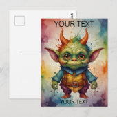Schattig gekleurd grappig klein kobold briefkaart (Voorkant / Achterkant)