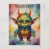 Schattig gekleurd grappig klein kobold briefkaart (Voorkant)