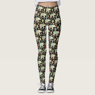 Schattig gekleurd Indische olifanten patroon Leggings