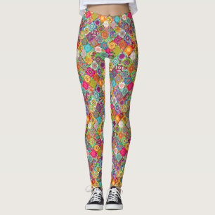 Schattig gekleurd naadloos decoratief patroon leggings