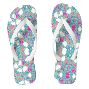 Schattig gekleurd pastelkleurig bloemig tuin teenslippers
