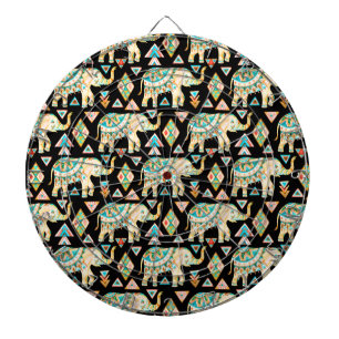 Schattig gekleurd patroon van Indische olifanten Dartbord