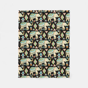 Schattig gekleurd patroon van Indische olifanten Fleece Deken