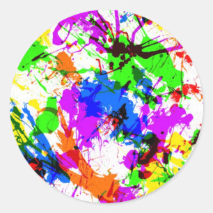 Schattig gekleurd spatverf ontwerp ronde sticker