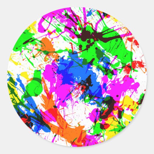 Schattig gekleurd spatverf ontwerp ronde sticker (Voorkant)