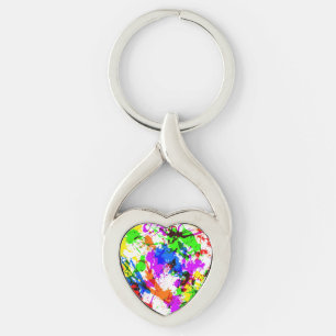 Schattig gekleurd spatverf ontwerp sleutelhanger