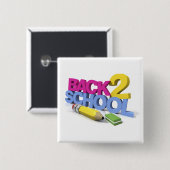schattig gekleurd terug naar school vierkante button 5,1 cm (Voorkant /achterkant)
