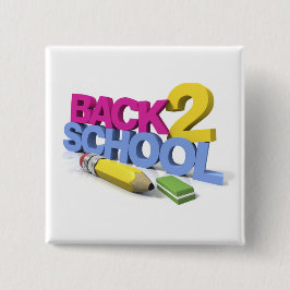 schattig gekleurd terug naar school vierkante button 5,1 cm