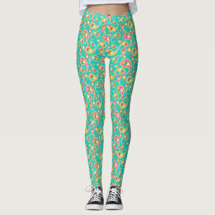 Schattig gekleurd vintage paisley patroon leggings